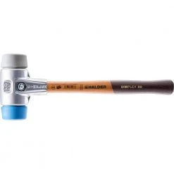 7 oz. Mallet with Lightweight Aluminum Housing, Acacia Hardwood Handle, Grey and Soft Blue Rubber Faces by Unbranded