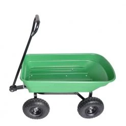 3 cu. ft. Steel Garden Cart Folding Wagon Green Color with 10 in. Pneumatic Tires by maocao hoom