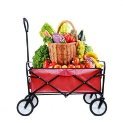3.63 cu. ft. Fabric Folding Wagon Garden Cart Shopping Beach Cart in Red by Miscool -GARDEN TOOLS Shop miscool garden carts ychd10g1511l 4f 1000