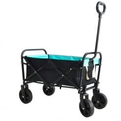 Hola 1.8 cu. ft. Steel Folding Garden Cart Shopping Beach Cart in Black and Blue by Miscool