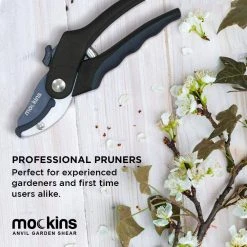 Professional Stainless Steel Heavy-Duty Black Garden Anvil Pruning Shears by Mockins -GARDEN TOOLS Shop mockins pruning shears mganvlblk35 1f 1000