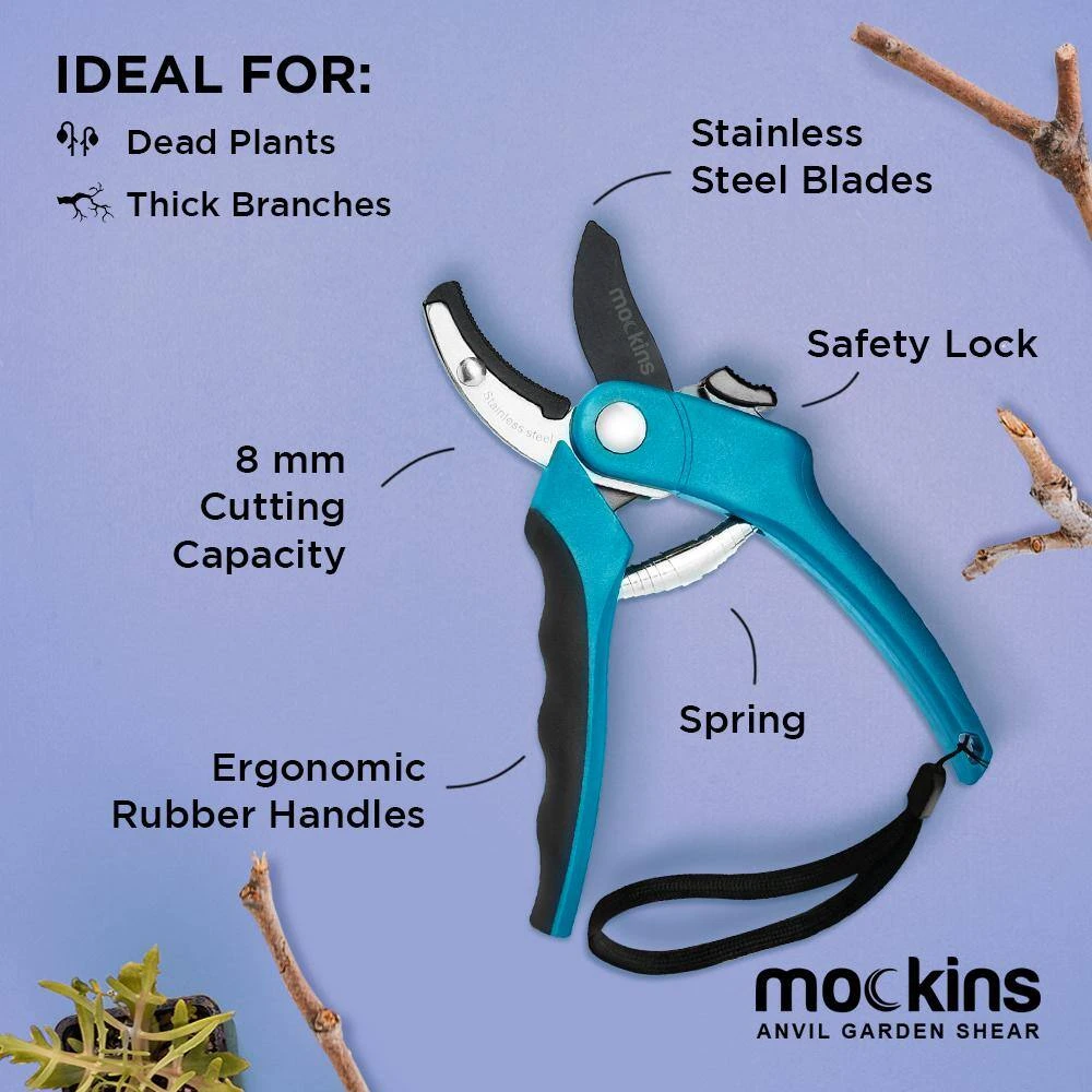 Professional Stainless Steel Heavy-Duty Garden Blue Anvil Pruning Shears by Mockins 9 Professional Stainless Steel Heavy-Duty Garden Blue Anvil Pruning Shears by Mockins - Image 7