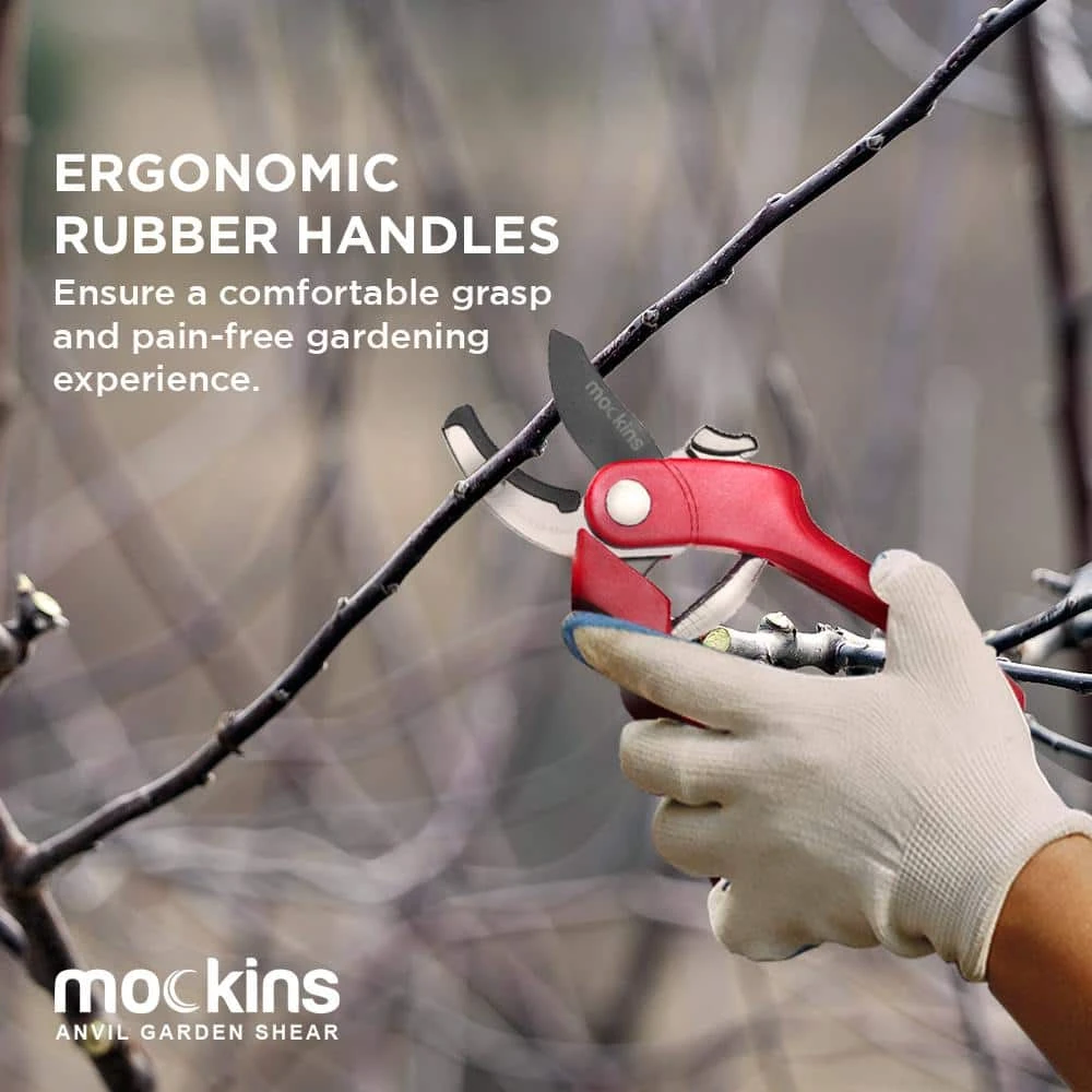 Professional Stainless Steel Heavy-Duty Red Garden Anvil Pruning Shears by Mockins 7 Professional Stainless Steel Heavy-Duty Red Garden Anvil Pruning Shears by Mockins - Image 5