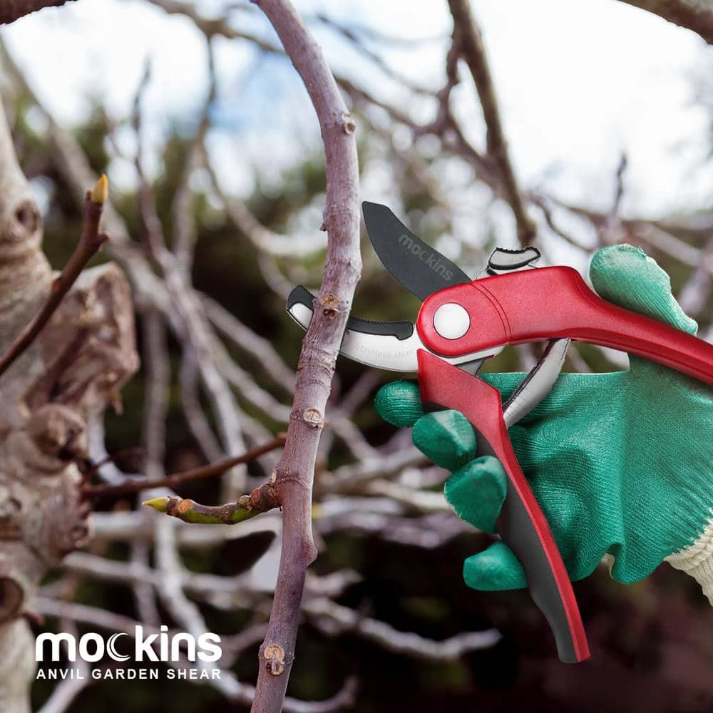 Professional Stainless Steel Heavy-Duty Red Garden Anvil Pruning Shears by Mockins 6 Professional Stainless Steel Heavy-Duty Red Garden Anvil Pruning Shears by Mockins - Image 4