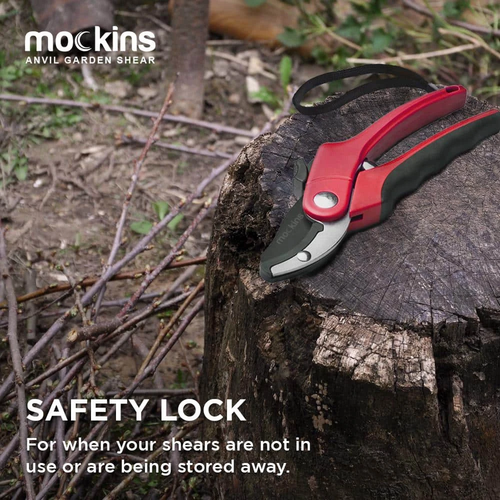 Professional Stainless Steel Heavy-Duty Red Garden Anvil Pruning Shears by Mockins 5 Professional Stainless Steel Heavy-Duty Red Garden Anvil Pruning Shears by Mockins - Image 3