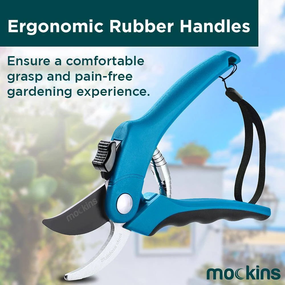 Professional Stainless Steel Heavy-Duty Blue Garden Bypass Pruning Shears by Mockins 8 Professional Stainless Steel Heavy-Duty Blue Garden Bypass Pruning Shears by Mockins - Image 6
