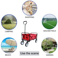 4.59 cu. ft. Durable Outdoor Utility Folding Steel Wagon Red Garden Shopping Beach Cart Garden Cart by Mondawe -GARDEN TOOLS Shop mondawe garden carts mdp 15110 4f 1000