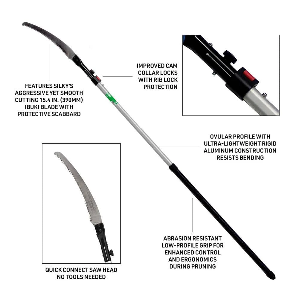 Kiru 15.4 in. Chrome-Plated Ibuki Steel Silky Blade with 13 ft. Pole 2-Section Telescoping Aluminum Pole Saw by Notch 6 Kiru 15.4 in. Chrome-Plated Ibuki Steel Silky Blade with 13 ft. Pole 2-Section Telescoping Aluminum Pole Saw by Notch - Image 4