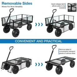 6.808 cu. ft. Capacity 1000 lbs. Heavy-Duty Multi-Purpose Steel Utility Cart by RealWork -GARDEN TOOLS Shop realwork garden carts 445017r fa 1000