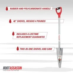 32 in. Polypropylene D-Handle 48 in. Serrated Root Cutting Steel Garden Shovel by Root Assassin -GARDEN TOOLS Shop root assassin shovels ra 001 21 66 1000