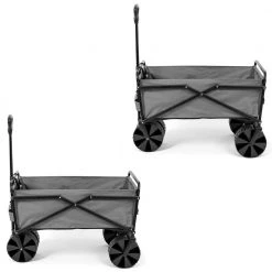 Steel Frame Folding Utility Beach Wagon Cart in Gray (2-Pack) by SEINA