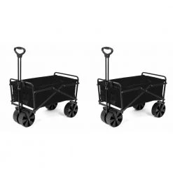 Steel Frame Collapsible Folding Utility Beach Wagon Outdoor Cart (2-Pack) by SEINA