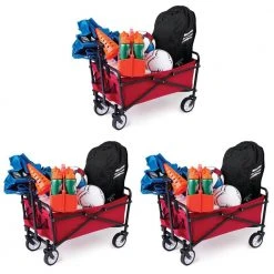 1 cu. ft. Fabric Collapsible Folding Outdoor Portable Utility Garden Cart in Red (3-Pack) by SEINA