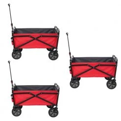 12 cu.ft. Capacity Portable Folding Fabric Wagon Garden Cart, Red (3-Pack) by SEINA