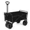 150 lbs. Capacity Manual Folding Utility Beach Wagon Outdoor Cart in Black by SEINA