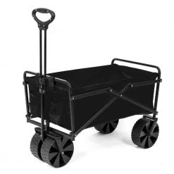 150 lbs. Capacity Manual Folding Utility Beach Wagon Outdoor Cart in Black by SEINA