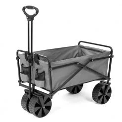 150 lbs. Capacity Manual Folding Utility Beach Wagon Outdoor Cart in Gray by SEINA