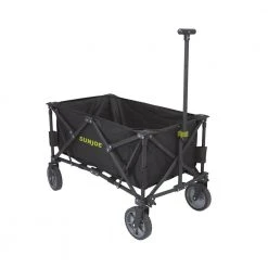4.8 cu. ft. Metal Framed Utility Garden Cart Heavy-Duty with Swivel Front Wheels and Adjustable Handle by Sun Joe