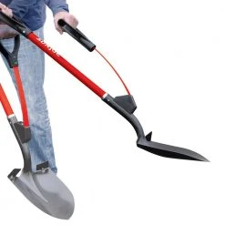 44 in. Shovelution Strain Reducing Utility Digging Shovel with Spring Assist Handle, Red by Sun Joe -GARDEN TOOLS Shop sun joe shovels sj shlv06 red 4f 1000