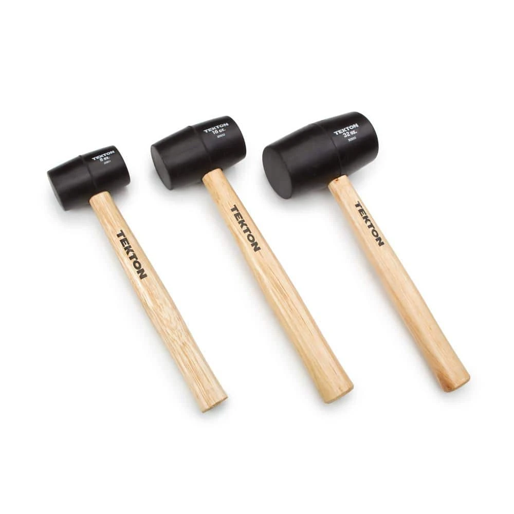 8, 16, 32 oz. Wood Handle Rubber Mallet Set (3-Piece) by TEKTON 4 8, 16, 32 oz. Wood Handle Rubber Mallet Set (3-Piece) by TEKTON - Image 2