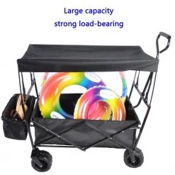 3.4 cu. ft Outdoor Black Steel Folding Large Capacity Garden Cart Patio Wagon with Cover by Tidoin -GARDEN TOOLS Shop tidoin garden carts dq ydw2 5607 4f 1000