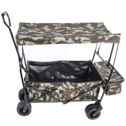 3.4 cu. ft Outdoor Camouflage Color Steel Folding Large Capacity Garden Cart Patio Wagon with Lid by Tidoin