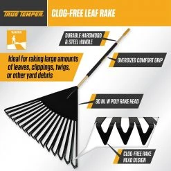 48 in. Hardwood/Steel Handle Leaf Rake with 30 in. W Clog-Free Tines for Leaves, Grass, Twigs, Pine Needles and More by True Temper 16 48 in. Hardwood/Steel Handle Leaf Rake with 30 in. W Clog-Free Tines for Leaves, Grass, Twigs, Pine Needles and More by True Temper -GARDEN TOOLS Shop true temper leaf rakes 20212011 1d 1000