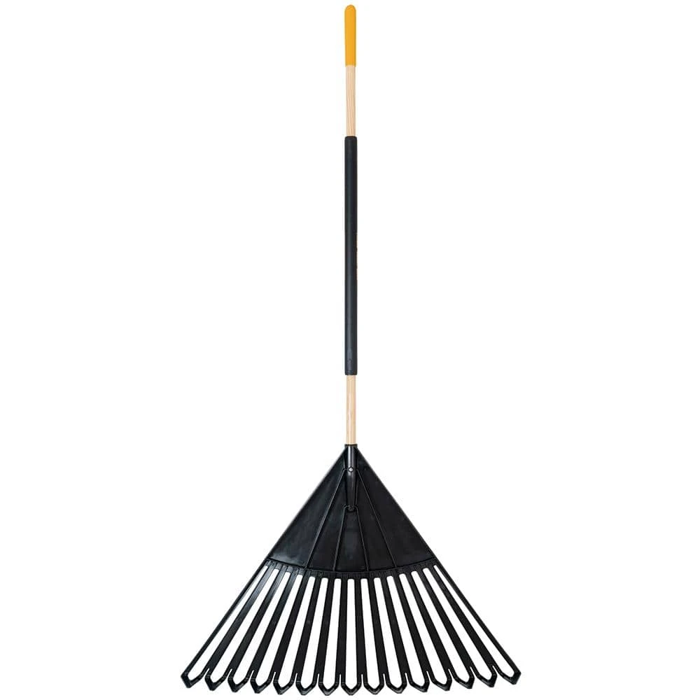 48 in. Hardwood/Steel Handle Leaf Rake with 30 in. W Clog-Free Tines for Leaves, Grass, Twigs, Pine Needles and More by True Temper 3 48 in. Hardwood/Steel Handle Leaf Rake with 30 in. W Clog-Free Tines for Leaves, Grass, Twigs, Pine Needles and More by True Temper