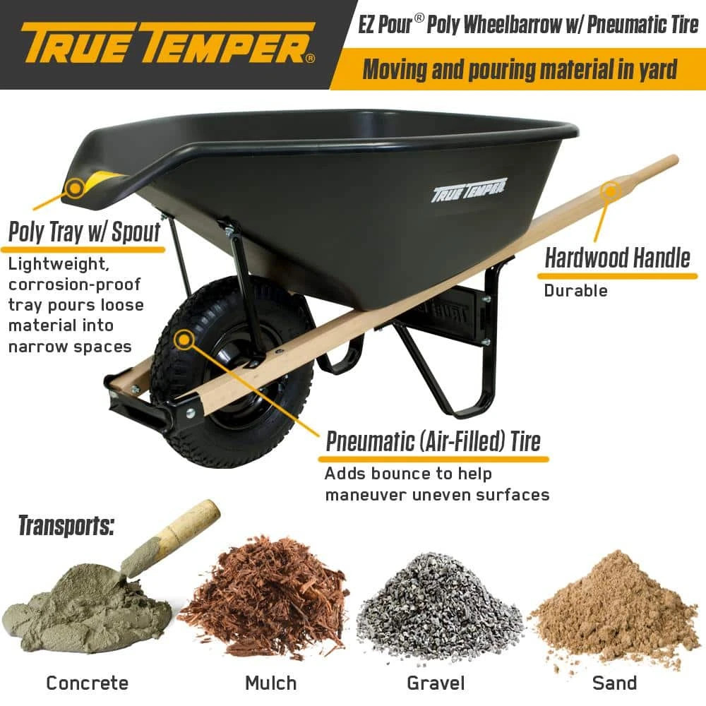 6 cu. ft. EZ Pour Poly Wheelbarrow by True Temper 5 6 cu. ft. EZ Pour Poly Wheelbarrow by True Temper - Image 3
