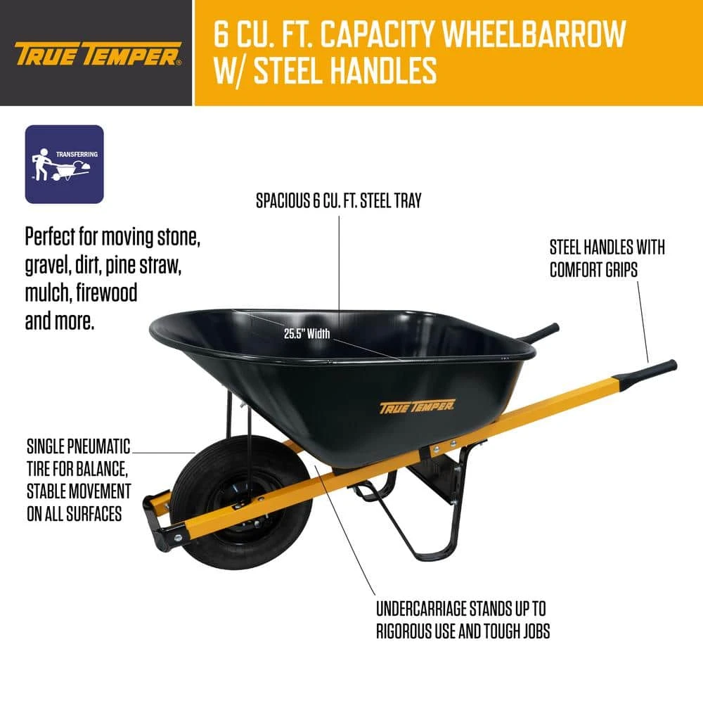6 cu. ft. Barrow in a Box Steel Wheelbarrow with Steel Handles by True Temper 8 6 cu. ft. Barrow in a Box Steel Wheelbarrow with Steel Handles by True Temper - Image 6