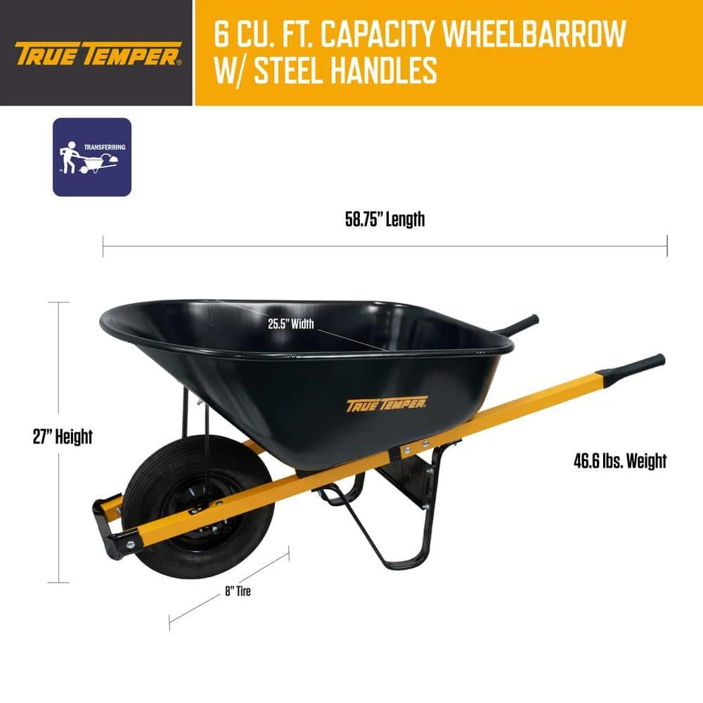6 cu. ft. Barrow in a Box Steel Wheelbarrow with Steel Handles by True Temper 9 6 cu. ft. Barrow in a Box Steel Wheelbarrow with Steel Handles by True Temper - Image 7