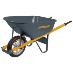6 cu. ft. Wheelbarrow with Steel Handles and Flat Free Tire by True Temper