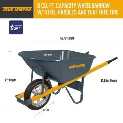 6 cu. ft. Wheelbarrow with Steel Handles and Flat Free Tire by True Temper -GARDEN TOOLS Shop true temper wheelbarrows r6stsp14 77 1000