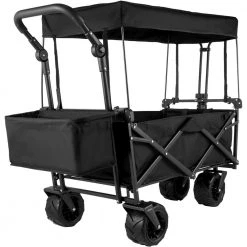 3 cu.ft. Collapsible Folding Outdoor Wagon Cart 600D Oxford Polyester Foldable Steel Camping Folding Garden Cart, Black by VEVOR