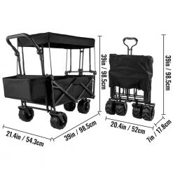 3 cu.ft. Collapsible Folding Outdoor Wagon Cart 600D Oxford Polyester Foldable Steel Camping Folding Garden Cart, Black by VEVOR -GARDEN TOOLS Shop vevor garden carts dzdptc bkhsku0001v0 76 1000