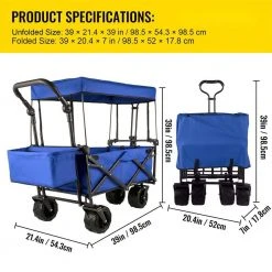 3 cu.ft. Collapsible Wagon Cart Foldable Extra Large Collapsible Steel Garden Cart with Adjustable Handles, Blue by VEVOR 16 3 cu.ft. Collapsible Wagon Cart Foldable Extra Large Collapsible Steel Garden Cart with Adjustable Handles, Blue by VEVOR -GARDEN TOOLS Shop vevor garden carts dzdptc buhsku0001v0 76 1000