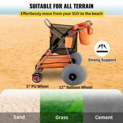 10 cu. ft. Beach Wonder Wheeler 12 in. All-Terrain Balloon Wheel 350 lbs. Beach Cart for Sand with Fabric Bin by VEVOR 12 10 cu. ft. Beach Wonder Wheeler 12 in. All-Terrain Balloon Wheel 350 lbs. Beach Cart for Sand with Fabric Bin by VEVOR -GARDEN TOOLS Shop vevor garden carts kzdst41x33x27a5l3v0 4f 1000