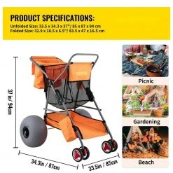 10 cu. ft. Beach Wonder Wheeler 12 in. All-Terrain Balloon Wheel 350 lbs. Beach Cart for Sand with Fabric Bin by VEVOR 16 10 cu. ft. Beach Wonder Wheeler 12 in. All-Terrain Balloon Wheel 350 lbs. Beach Cart for Sand with Fabric Bin by VEVOR -GARDEN TOOLS Shop vevor garden carts kzdst41x33x27a5l3v0 76 1000