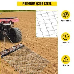 Drag Harrow 4 ft. x 5 ft. ATV Chain Harrow UTV Tractor Durable Harrow with 84 in. Handle Rake Grader Lawn Leveling Rake by VEVOR -GARDEN TOOLS Shop vevor landscaping rakes cdzpq45yc00000001v0 1f 1000