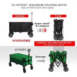 176 lbs. Capacity Collapsible Garden Cart in Black with 2 Drink Holders and Wheels by VIVOHOME -GARDEN TOOLS Shop vivohome garden carts x00267qxvv 44 1000