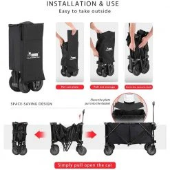 176 lbs. Capacity Collapsible Garden Cart in Black with 2 Drink Holders and Wheels by VIVOHOME -GARDEN TOOLS Shop vivohome garden carts x00267qxvv fa 1000