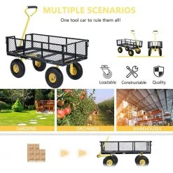 1100 lbs. Capacity Mesh Steel Garden Cart in Black with Removable Sides and Wheels by VIVOHOME -GARDEN TOOLS Shop vivohome garden carts x002hmd2v9 1f 1000