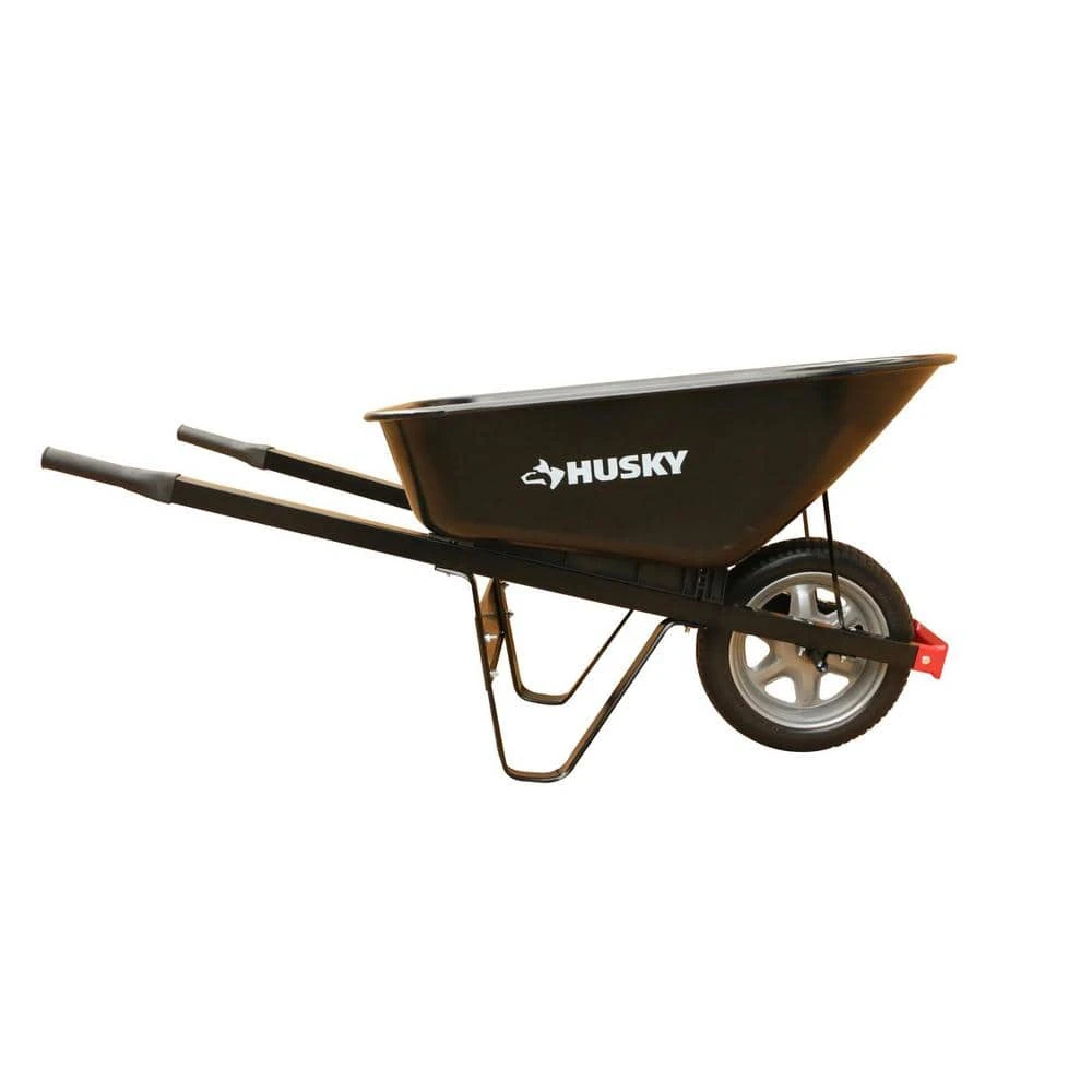Husky 6 cu. ft. Steel Wheelbarrow with a Flat-Free Tire 5 Husky 6 cu. ft. Steel Wheelbarrow with a Flat-Free Tire - Image 3