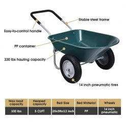 5 cu. ft. Plastic Garden Cart Wheelbarrow by ANGELES HOME -GARDEN TOOLS Shop wheelbarrows m35 8tl154gn 4f 1000