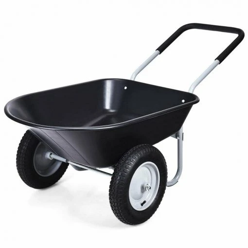 5 cu. ft. Plastic Garden Dolly Post Hole Digger Utility Cart Wheelbarrow by WELLFOR -GARDEN TOOLS Shop wheelbarrows tl hgy 35154bk 64 1000