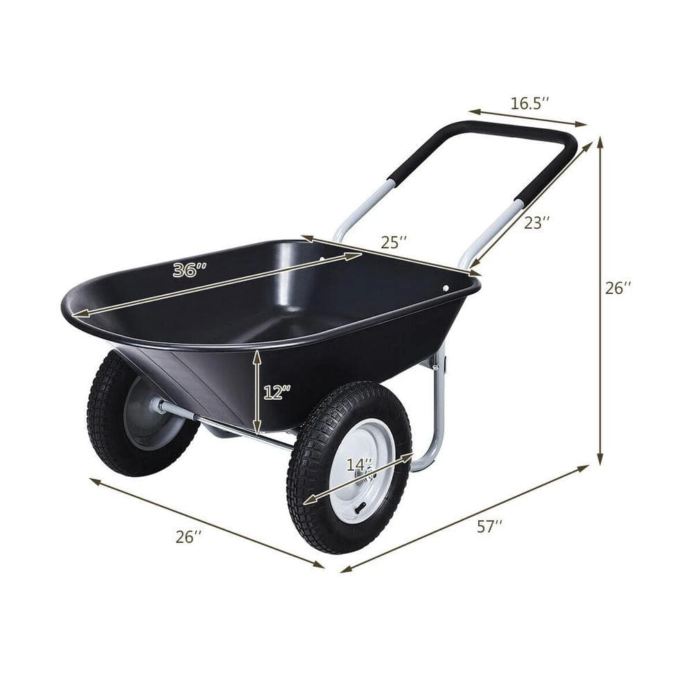 5 cu. ft. Plastic Garden Dolly Post Hole Digger Utility Cart Wheelbarrow by WELLFOR 4 5 cu. ft. Plastic Garden Dolly Post Hole Digger Utility Cart Wheelbarrow by WELLFOR - Image 2