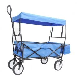 11 cu.ft. Blue Steel Folding Garden Cart with Canopy by Willit