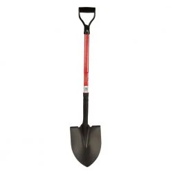 28 in. Round Point Shovel with Fiberglass Handle - Heavy-Duty 16-Gauge Steel Head by Workforce