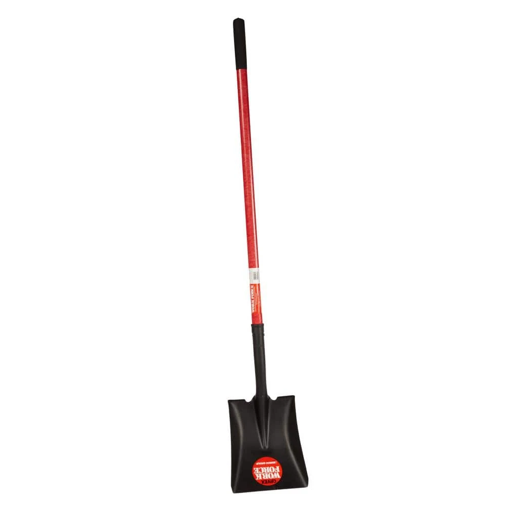 48 in. Square Point Shovel with Fiberglass Handle - Heavy-Duty 16-Gauge Steel Head by Workforce 3 48 in. Square Point Shovel with Fiberglass Handle - Heavy-Duty 16-Gauge Steel Head by Workforce