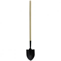48 in. Round Point Shovel with Wooden Handle Heavy-Duty 16-Gauge Steel Head by Workforce